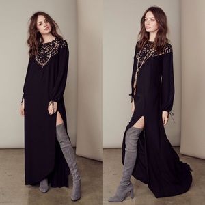 For Love & Lemons Santa Cruz Maxi Dress Black M